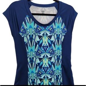 Title Nine Gidget Dress Size L, Teal Geometric